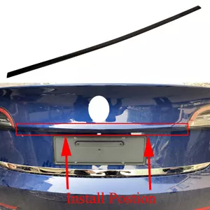 Black Rear Tailgate Trunk Lid Sill Stripe Cover Trim For Tesla Model 3 2018-2021 - Foto 1 di 7