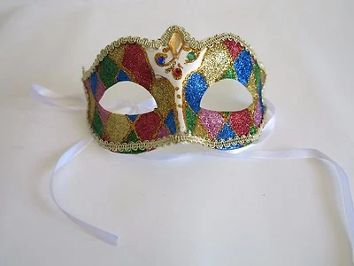 Women’s Colourful Glitter Half face Venetian Masquerade Ball Mask - Image 1 of 4