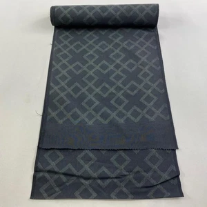 JAPANISCHER KIMONO STOFF STOFF BOLZEN SCHWARZ GRAU TSUMUGI REINE SEIDE AA5543 - Bild 1 von 5