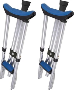 Folding Crutches Portable Stand Foot Knee Surgery Injury Steps Walk Travel Set - Picture 1 of 9