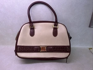 Vintage Carryland Handbag 1980’s Purse Bag Beige Brown Leather - Picture 1 of 10