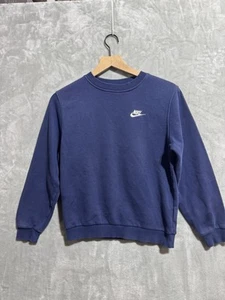 Nike Crewneck Sweater Boy's Large Navy Blue Youth Logo Basic Pullover Longsleeve - Picture 1 of 9