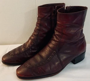 Vintage Chelsea Boots Men's Size 8 1/2 M Cognac Oxblood Leather Beatles USA Made - Picture 1 of 7