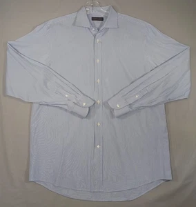 Ralph Lauren Blue Pinstripe Black Label Mens Dress Shirt 17 33.5 Italy Made Exc - Picture 1 of 10