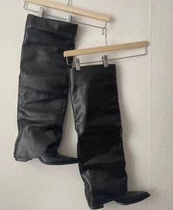 Botas Polaina Zara Cuero Negro Edición Limitada Talla 4 - Imagen 1 de 10