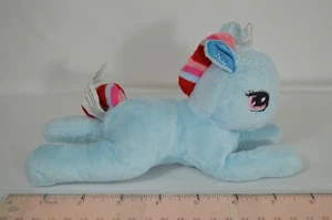 Fuzzy Friends Unicorn Plush Light Blue With Rainbow Tail & Mane 7" Long T19 - Picture 1 of 5