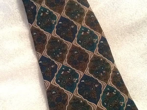 Vintage Valentino Cravatte Tie Valentino Blue and Green Diamond Pattern Italy - Picture 1 of 5
