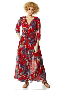 Tropical Print Belted Maxi Dress - Ladies Roman Originals Women - Picture 1 of 10