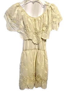Vintage Charlotte Russe Spitzen-Strampler mit Ösen Größe Small schulterfrei gefüttert unten - Bild 1 von 5