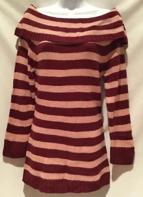 BONGO~VERY CUTE STRIPED LONG SWEATER W/METALLIC TREADS~JRS SZ:M - Image 1 of 3