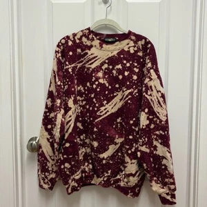 Acidtees Maroon Acid Dyed Unisex Crew - Picture 1 of 6