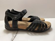 Clark’s Collection Roseville Cove Sandals 9.5 Black Leather Flats 