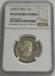 1979 S $1 TYPE 1 NGC PF69 ULTRA CAMEO PROOF SUSAN B. ANTHONY DOLLAR SBA WHITE LB - Picture 1 of 3
