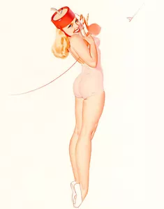 Ilustración de calendario pin up vintage de 11 x 14" impresión fotográfica - Imagen 1 de 1