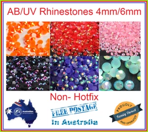 100/250/500/1000/2000 AB 4mm/6mm Rhinestones Crystal Cut Resin Acrylic Flat Back - Picture 1 of 30