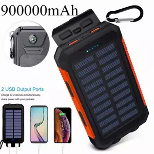 900000mAh Solar Power Bank Pack Waterproof 2USB LED Battery Charger For Phone - Picture 1 of 16