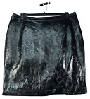 Nina Parker Skirt Womens Plus Size 16w Black Faux Leather Crossover New