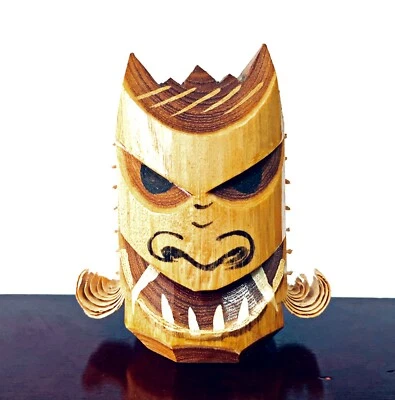Japanese Kokeshi Doll Oni-neck Devil Head Wooden Hand Craft Carving Figure Lucky - Image 1 of 4