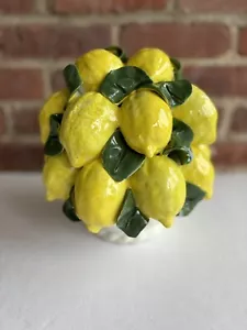 Vintage italienische Majolika Keramik Zitronenkorb Baum Obst Topiary Herzstück - Bild 1 von 11