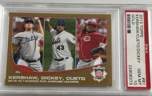 2013 Topps - League Leaders Gold #81 Clayton Kershaw, Johnny Cueto, R.A. Dickey - Picture 1 of 3