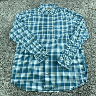 LL Bean Shirt Adult Large Tall Blue Button Up Camp Outdoors Cotton Fish Mens B1 - Image 1 of 4