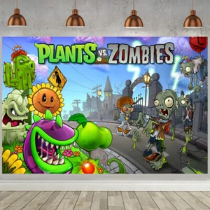 Plants vs Zombies Party Supplies Backdrop Banner Background Vinyl 5x3ft - Picture 1 of 4