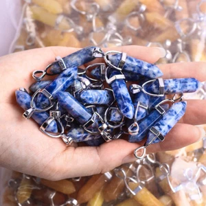 500pcs Natural Sodalite Stone Point Chakra Healing Gemstone Pendants Wholesale - Picture 1 of 3