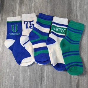 5 Pairs Unisex Crew Socks - assorted colors and designs - teenagers/kids - Picture 1 of 11