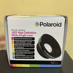 Polaroid Studio Series .43x High Definition Wide-Angle Lens 52mm Macro W/ Box - Picture 1 of 10
