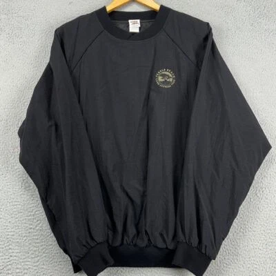 VINTAGE Crazy Shirts Pebble Beach Pullover Jacket Mens Medium Black Made In USA - Image 1 of 4