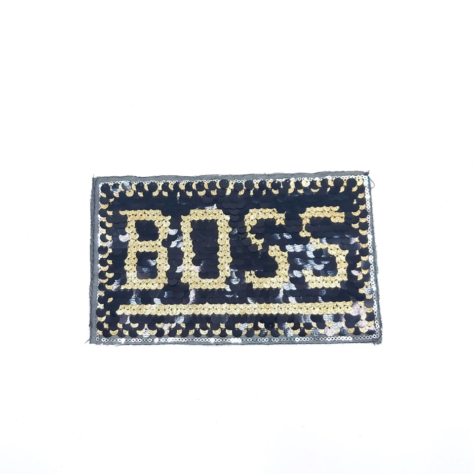 Sequin Patch: Black and Gold BOSS - Image 1 of 1