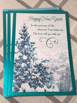 3 Hallmark Happy New Year Card Cards Religious Friend Family 8x5.25 Expressions - Image 1 of 4