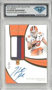 2019 Immaculate Collegiate HUNTER RENFROW #133 Patch Auto /99 💎 DSG 10 Gem Mint - Picture 1 of 2