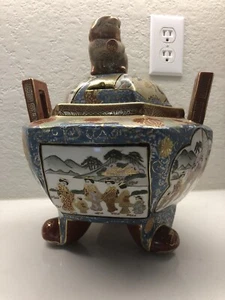 Vintage japanische Satsuma Räuchergefäß handbemalt in Macau groß - Bild 1 von 7