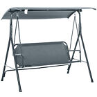 3-seater Outdoor Patio Swing Chair For Adults With Sun Shade Canopy Shaded Bench
