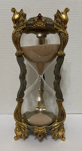 Franklin Mint Merlin's The Magician Hourglass Sand Clock Gold Tone Pewter Dragon Cover