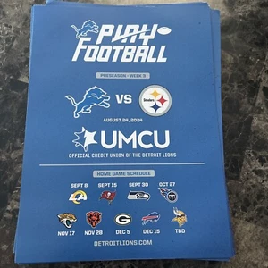 Detroit Lions Roster Program Preseason Vs Pittsburgh Steelers - August 24, 2024 - Picture 1 of 2
