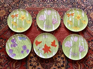 Villa Vanilla Palm Beach FRANCI 11" LARGE DINNER PLATES FLOWERS Set of 6 MCM - Picture 1 of 15