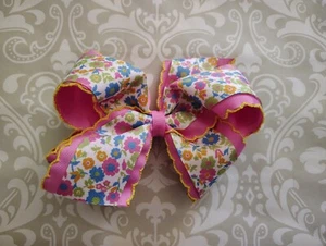 Girls Matilda Jane Brilliant Daydream Pink Scalloped Floral Hair Bow Easter - Picture 1 of 2