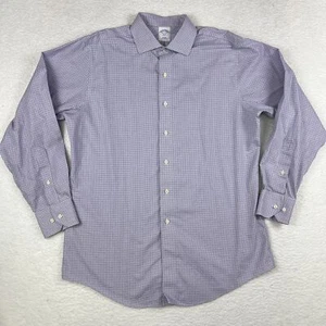 Brooks Brothers Hemd Herren 16 1/2 Slim Fit Bügelfrei Lila Kariert Kariert Dress 346 - Bild 1 von 14