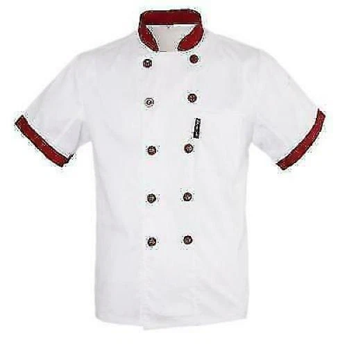 Unisex Chef Jacket Coat Restaurant Hotel Work Uniform Short Mesh Sleeves - Image 1 of 1