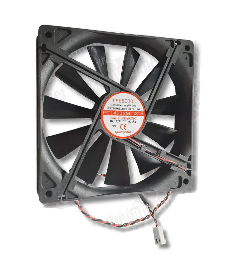 Evercool 140mm x 25mm Ball Bearing Power Supply Fan 2 Pin CONNECT EC14025M12CA-2 - Image 1 of 4