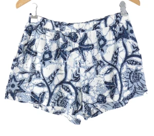 Peruvian Connection Shorts Pima Cotton Blue White Floral Summer Size S - Picture 1 of 13