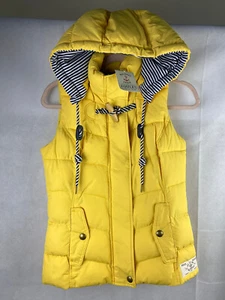 Joules Gilet UK 6 US 2 EU XXS Yellow Hooded Padded - Picture 1 of 14