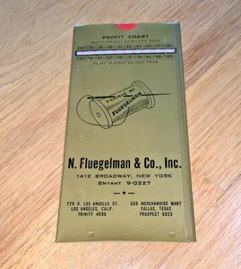 Vintage FLUEGELMAN FABRIC COMP - Slide Rule Style PROFIT CHART 1412 Broadway New York - Foto 1 di 6