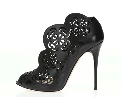 Женские черные перфорированные кожаные туфли-лодочки ALEXANDER MCQUEEN размер. 39 - Изображение 1 из 4