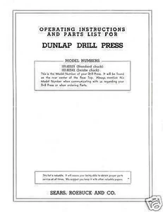 Craftsman 11 3/4 DRILL PRESS Manual Model 101.03521 - Bild 1 von 1