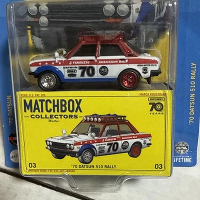 HTF!! Matchbox Collectors '70 DATSUN 510 RALLY - Red White & Blue - 70 Years - Image 1 of 4