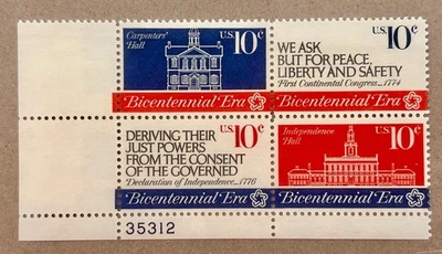 Scott #1543-46 First Continental Congress, 1974 US 10¢ Block of 4, MNH/OG, VF/XF - Image 1 of 2