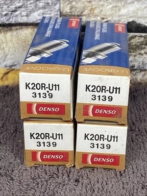 (4) Denso K20R-U11 (3139) U-Groove Resistor Spark Plugs New Old Stock NIB - Image 1 of 3